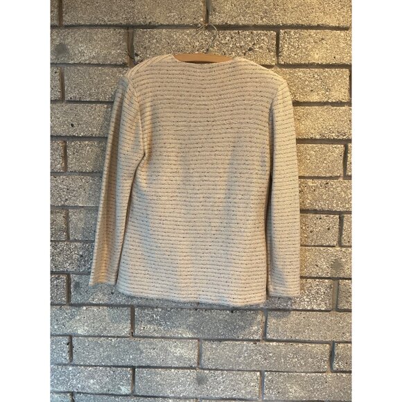 St. John By Marie Gray Striped Knit Beige Cardigan Blazer Womens Size 8 - Picture 7 of 8